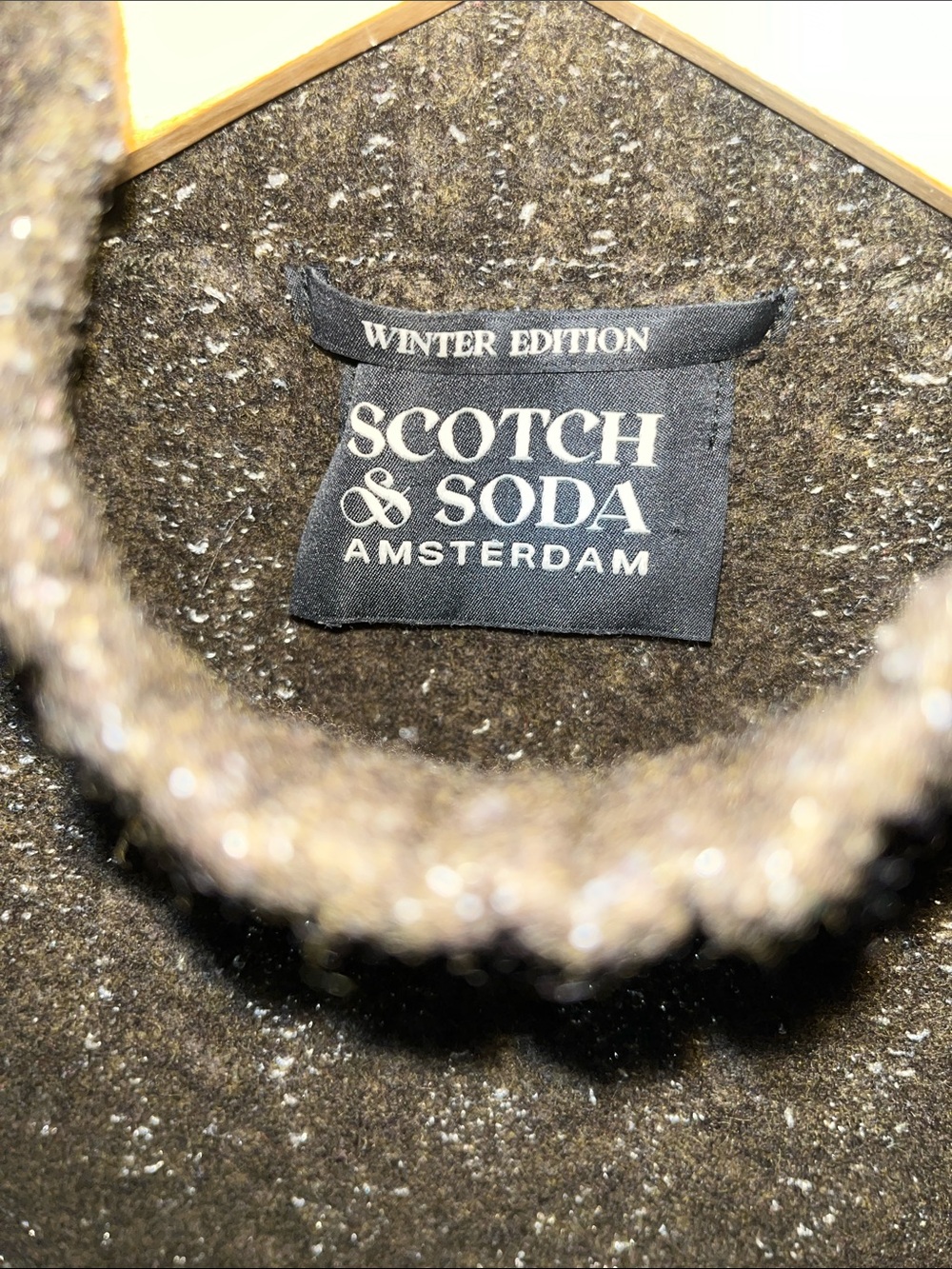 Scotch & Soda Winter Edition Cropped Brown Sparkle Wool Blend Sweater Size Small - Picture 2 of 9